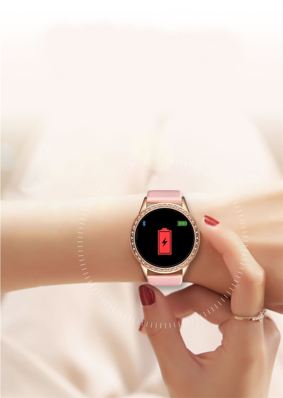 Women's Elegant Smart Watch Decorated with Stones