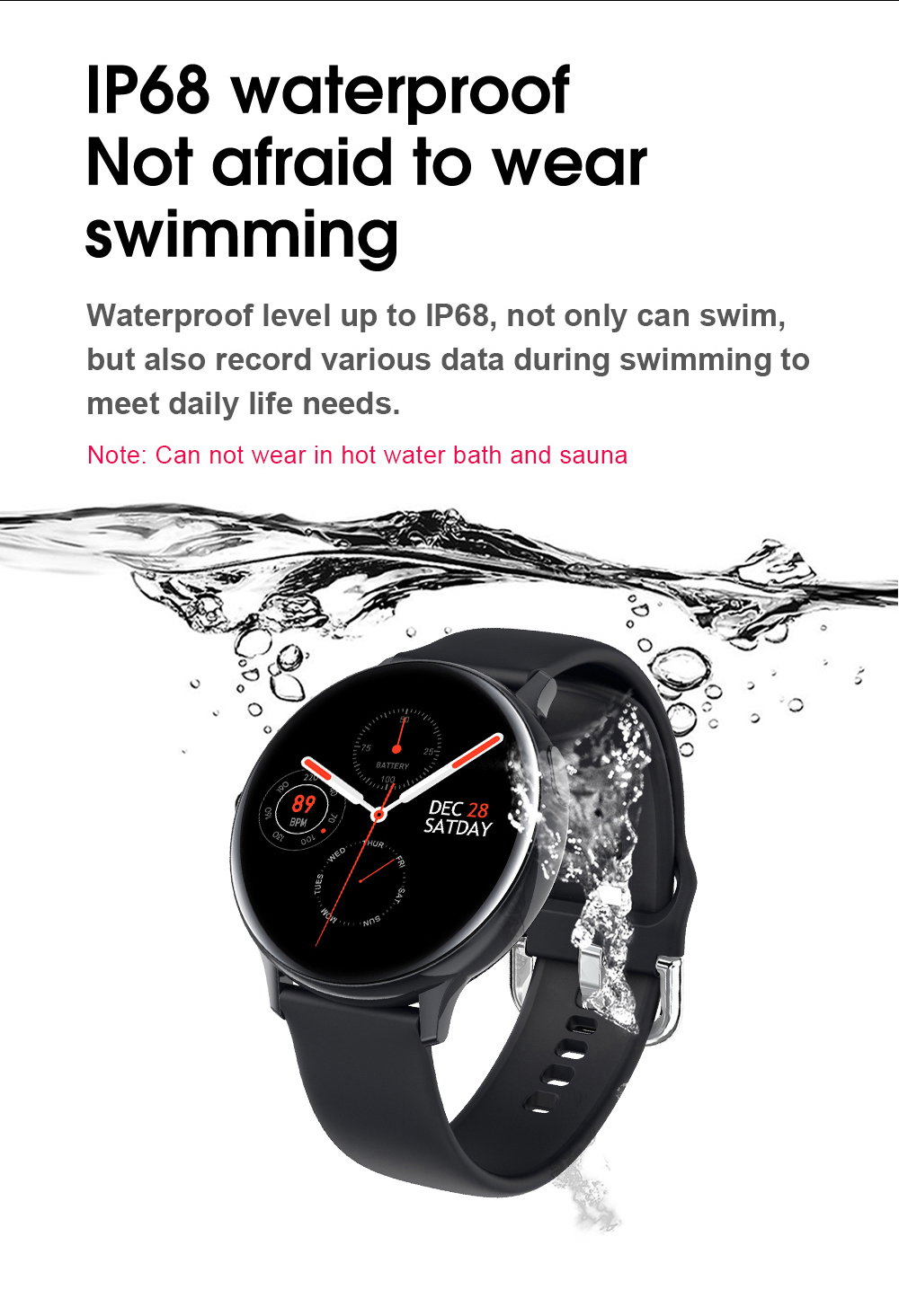 IP65 Waterproof Smart Watch with Touch Screen