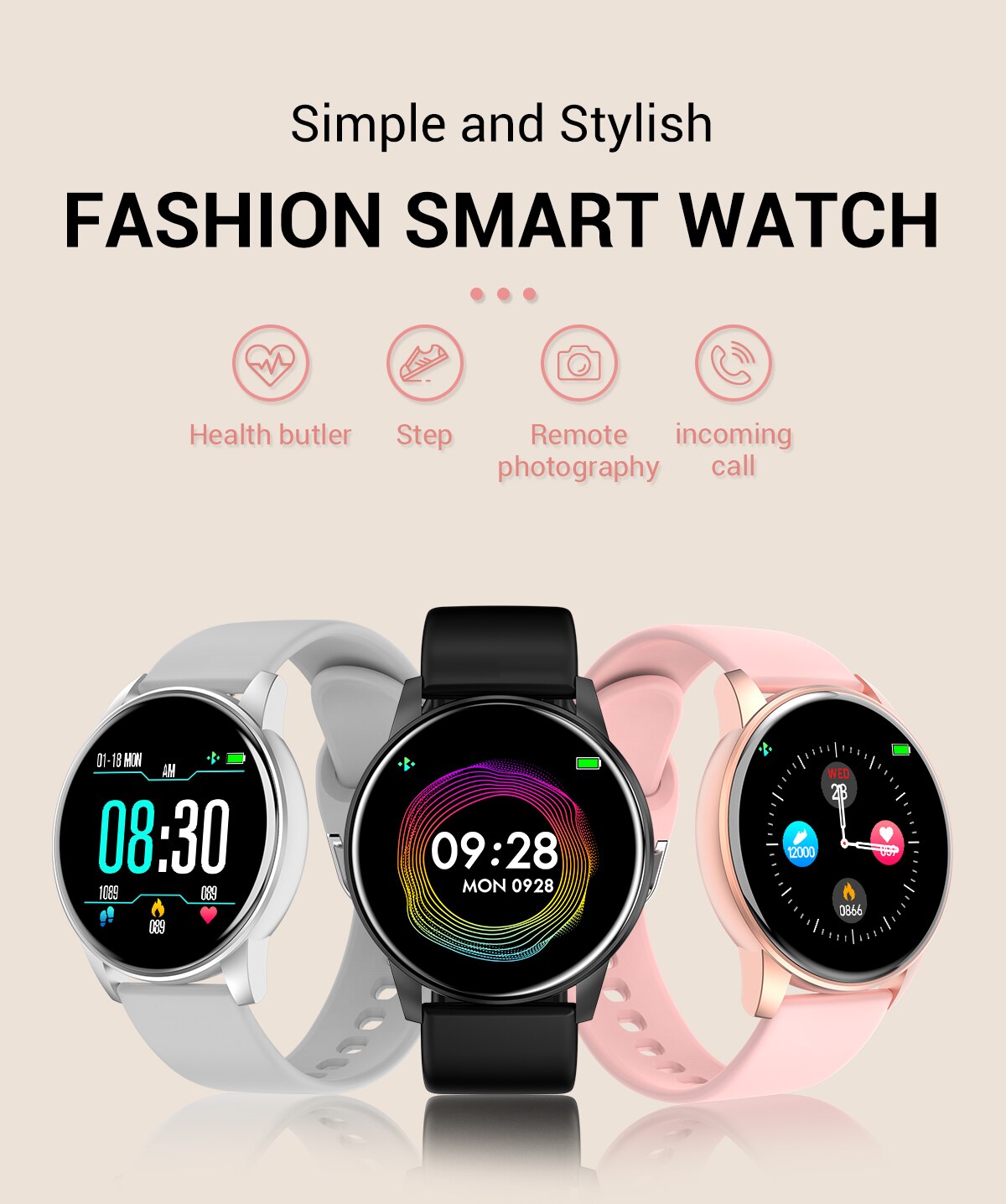 Women's Round Sport Smart Watch