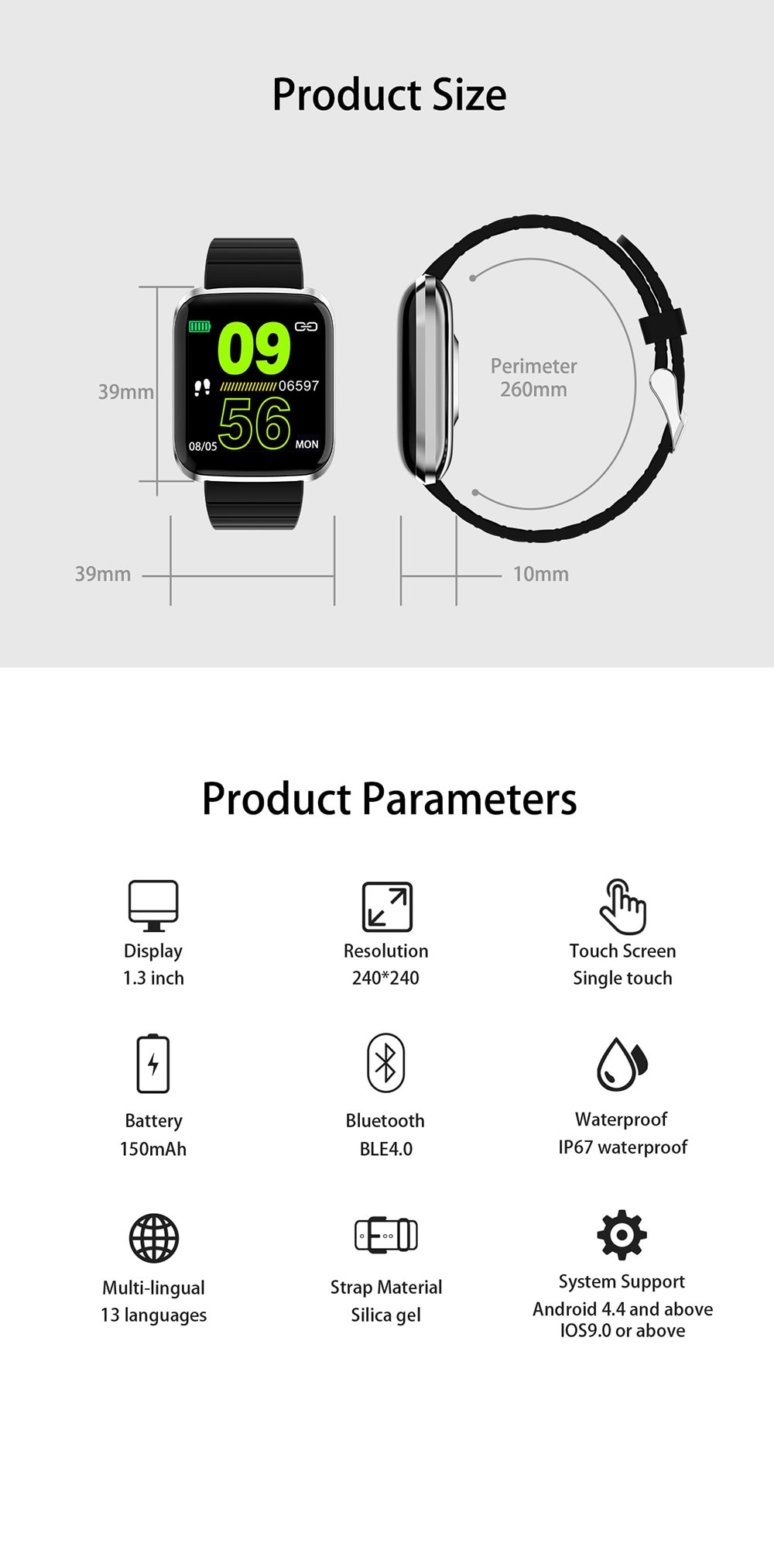 Smart Watch with Touch Screen