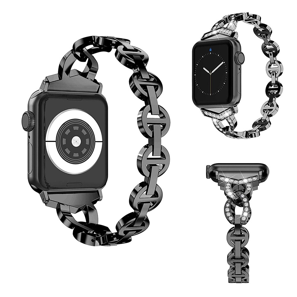 Crystal Patterned Stainless Steel Chain Band for Apple Watch