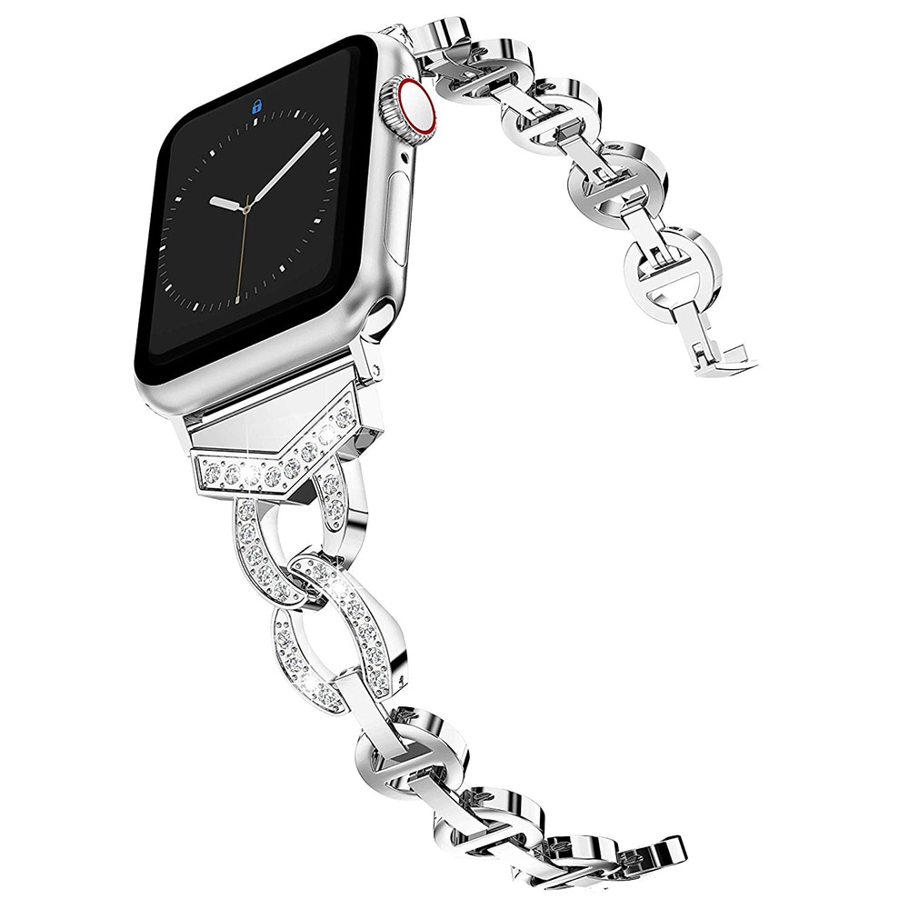 Crystal Patterned Stainless Steel Chain Band for Apple Watch