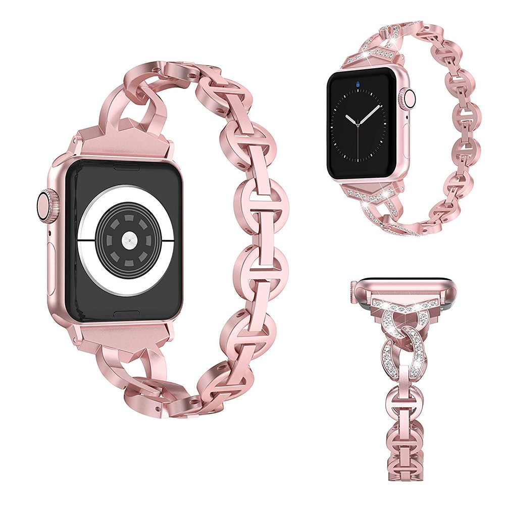 Crystal Patterned Stainless Steel Chain Band for Apple Watch